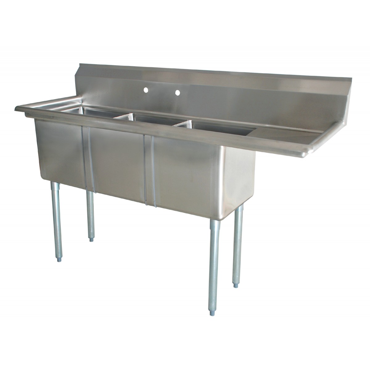  Sink  Three Compartment Right Drainboard Prep Sinks  