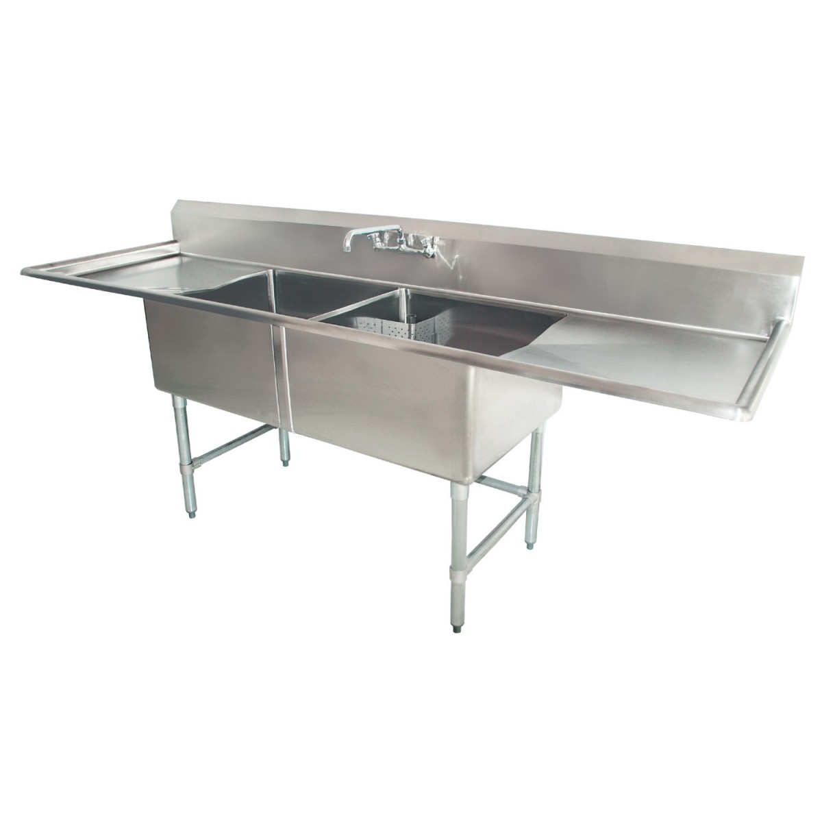 Sink(Two Compartment_ Two Drainboard 01) Food Prep Equip Restaurant