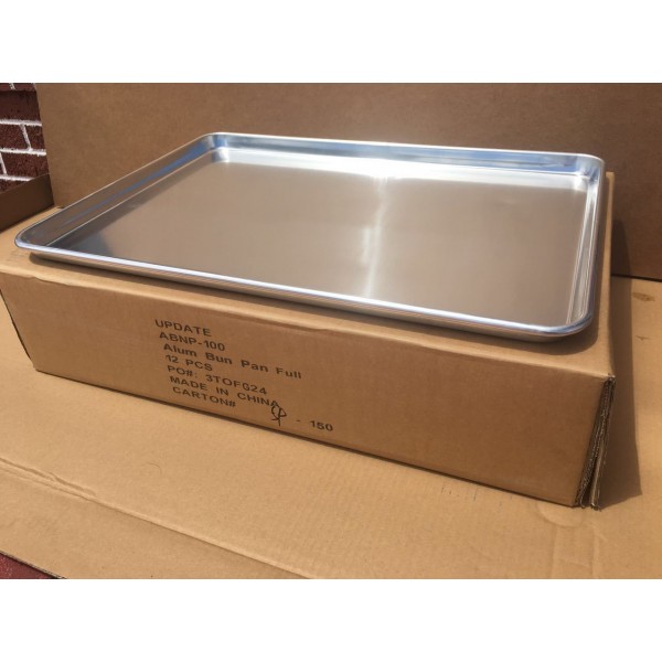 12-Pack Full Size 18 Gauge Aluminum Bun Pan With Wire in Rim, 18" x 26"